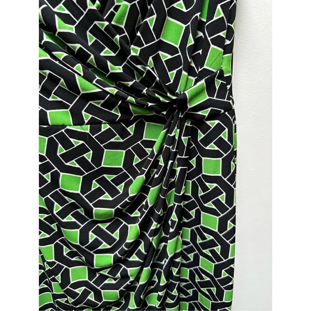 Maggy London women’s green geometric sleeveless dress size 14. #29-1295